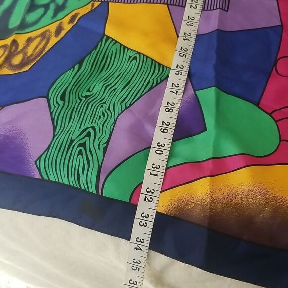 Square Picasso style Scarf Vintage 34x34" - Picture 13 of 15